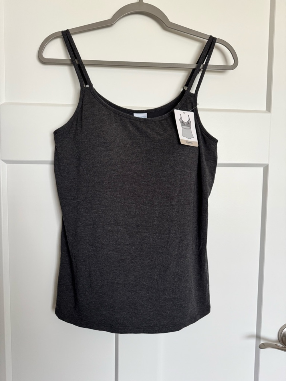 NWT Amoena Valletta Charcoal Mastectomy Built In Bra Pockets Camisole Size 12